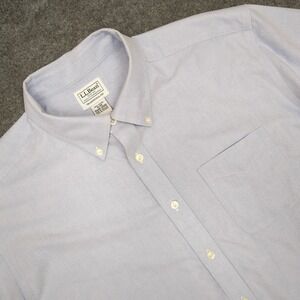 L.L.Bean Mens Traditional Fit Button Down Shirt Long Sleeve Blue‎ Cotton